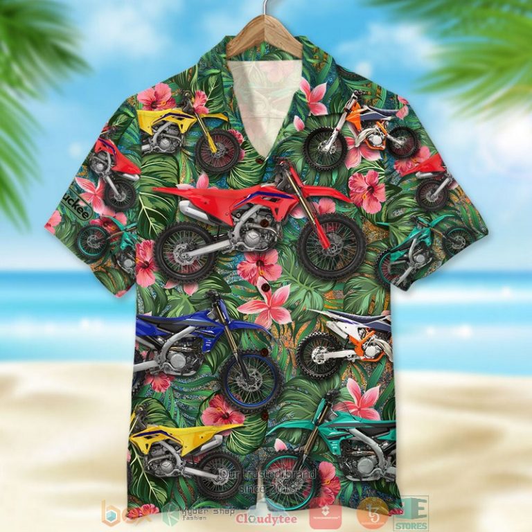 Motocross Flower Pattern Hawaiian Shirt - HomeFavo
