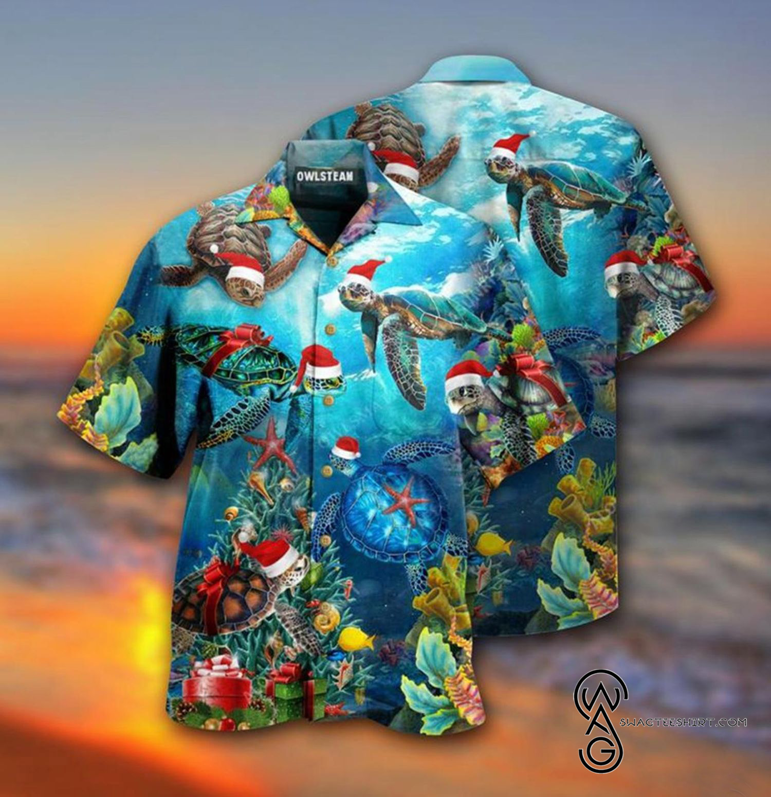 Ocean Turtle Love Christmas Hawaiian Aloha Shirts