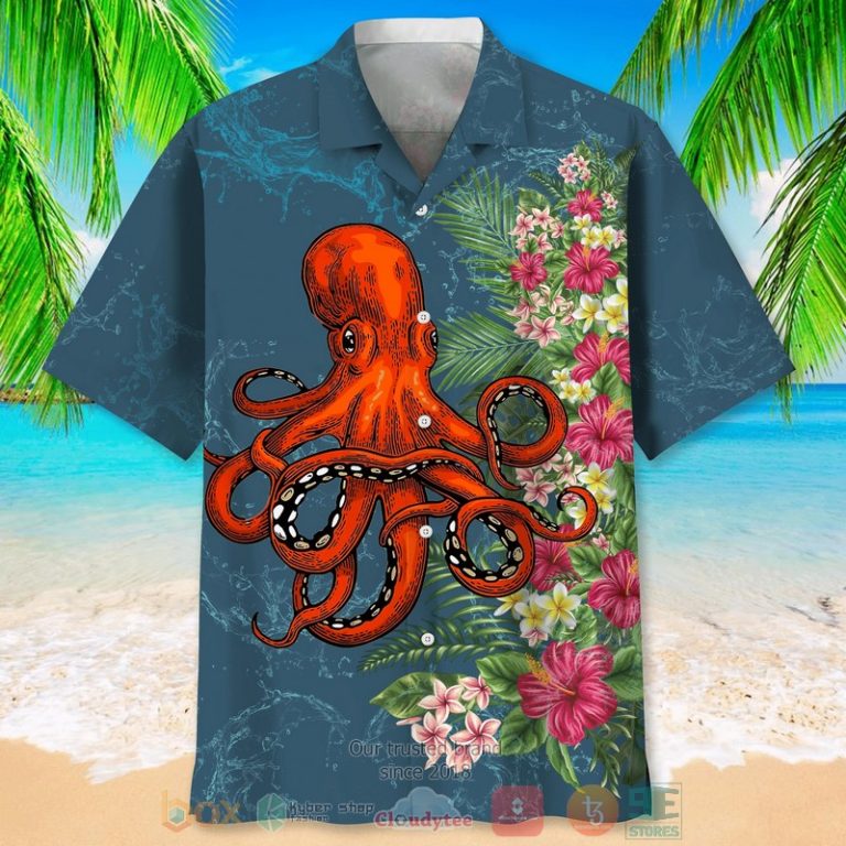 Octopus Beach Flower Hawaiian Shirt - HomeFavo