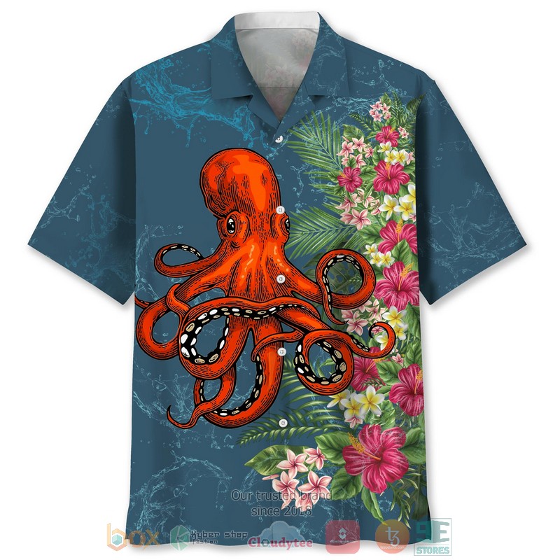 Octopus Beach Flower Hawaiian Shirt - HomeFavo