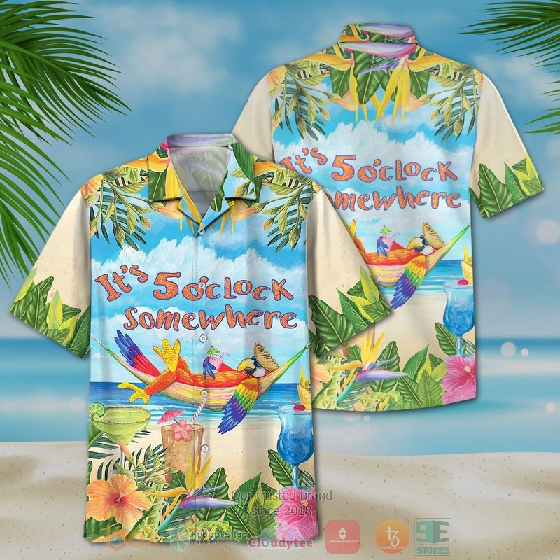 Parrot Its 5 Oclock Somewhere Hawaiian Shirt - HomeFavo