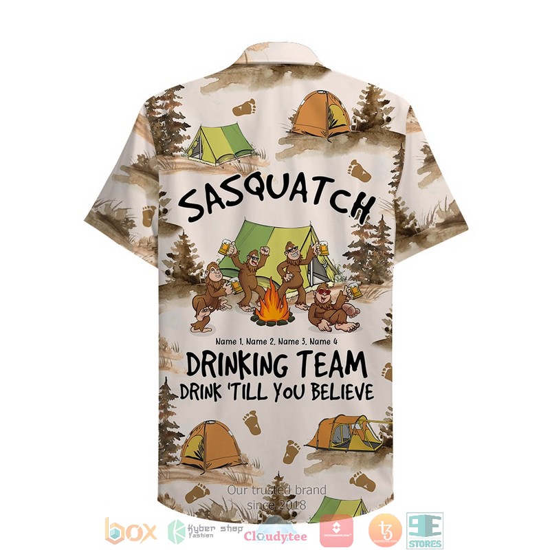 Personalized Camping Bigfoot Sasquatch Drinking Team Hawaiian Shirt