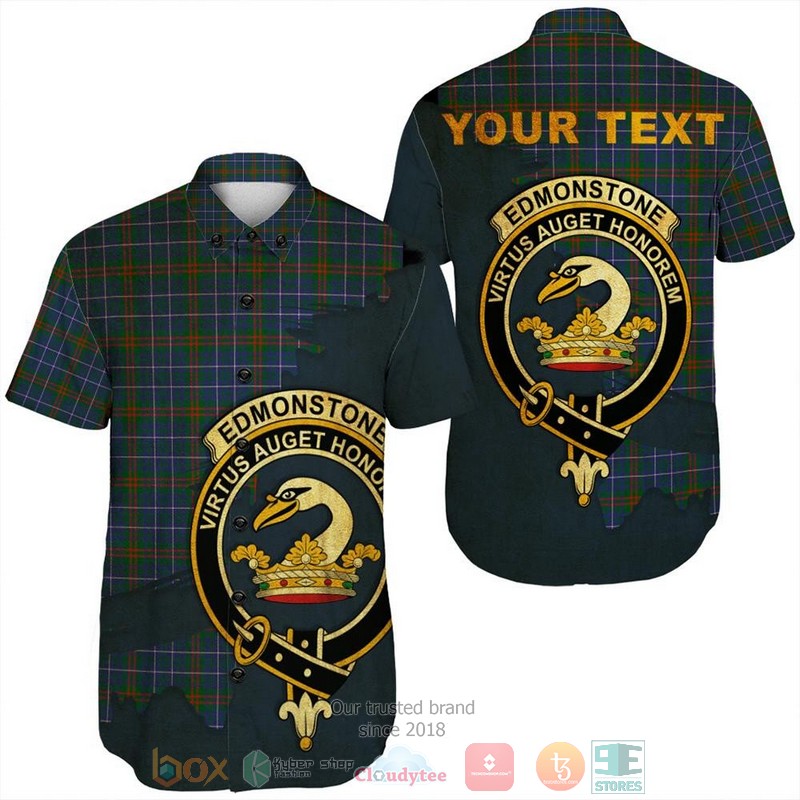 Personalized Edmonstone Tartan Crest Custom Hawaiian Shirt