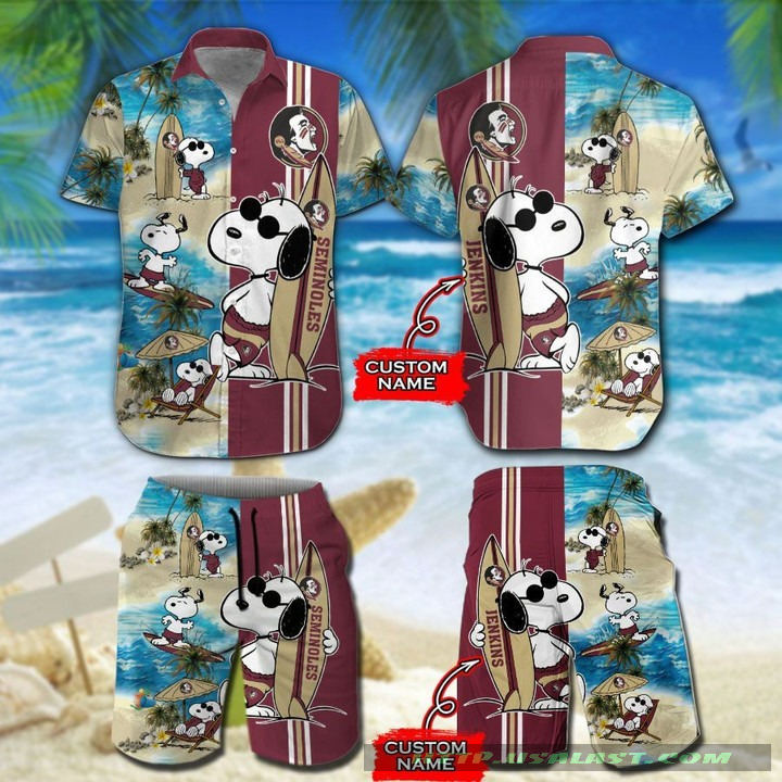 Personalized Florida State Seminoles Snoopy Surfing Hawaiian Shirt