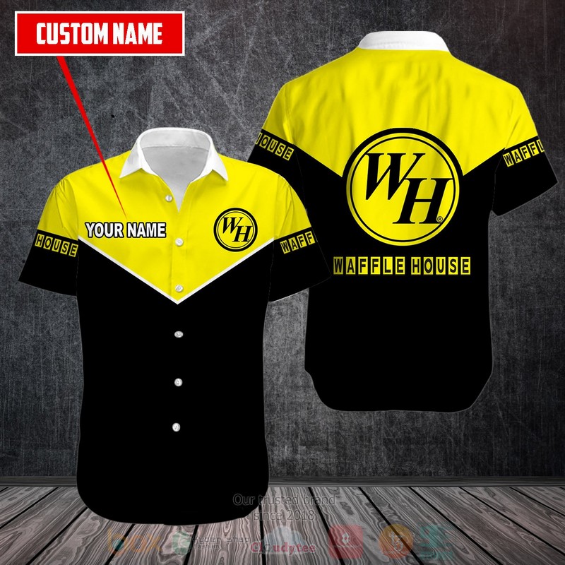 Personalized Waffle House Black Yellow Custom Hawaiian Shirt - HomeFavo