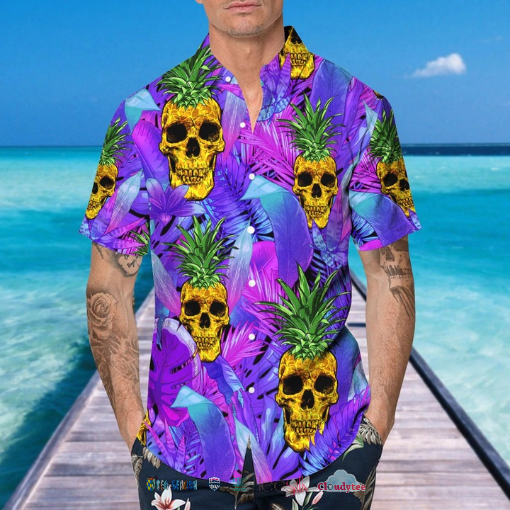 Purple Pineapple Skull Hawaiian Shirt - HomeFavo