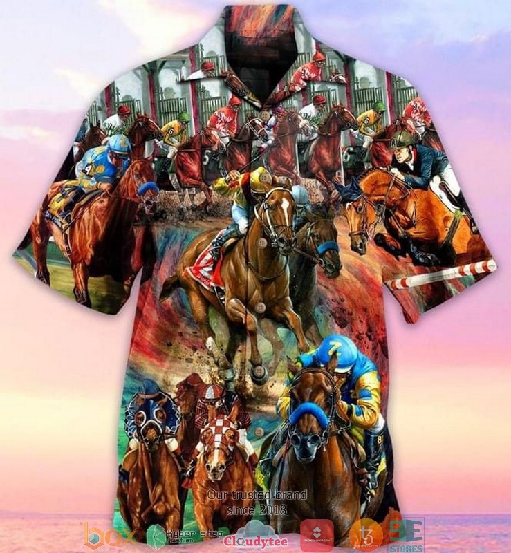 Race Horse Short Sleeve Hawaiian Shirt - HomeFavo