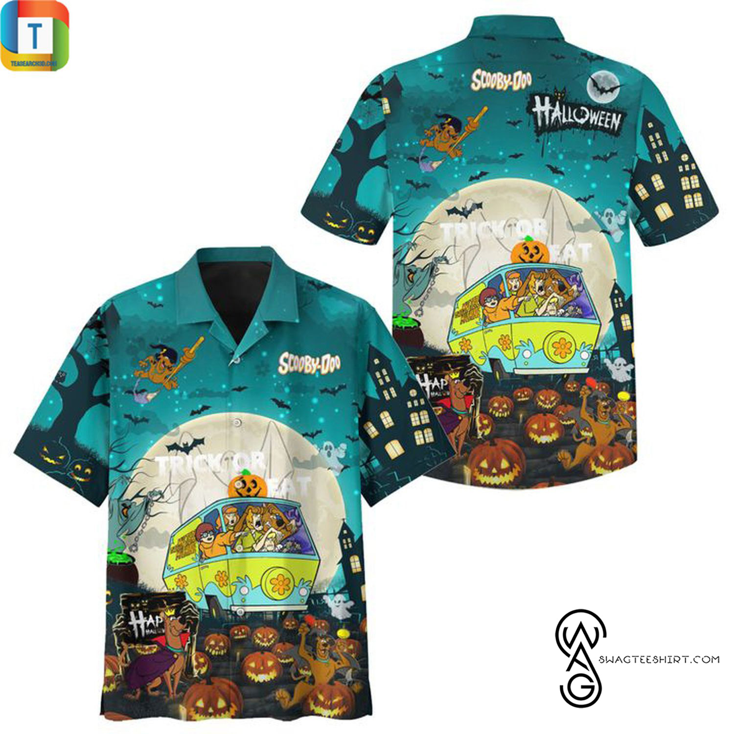 Scooby Doo Trick Or Treat Halloween Full Printing Hawaiian Shirt Funny Hawaiian Beach Gift Casual Shirt