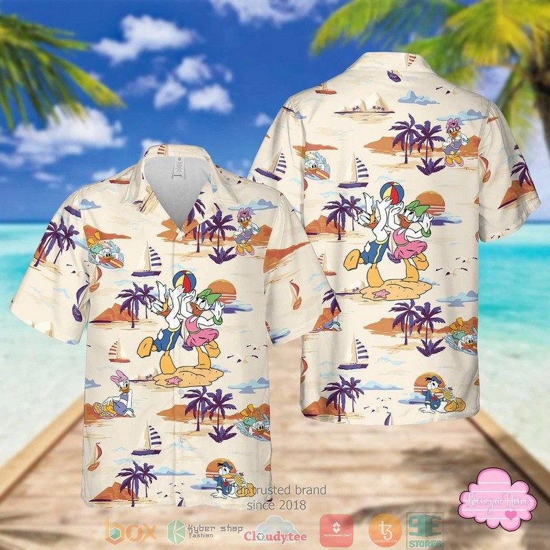 Tropical Daisy Donald Duck Hawaiian Shirt - HomeFavo