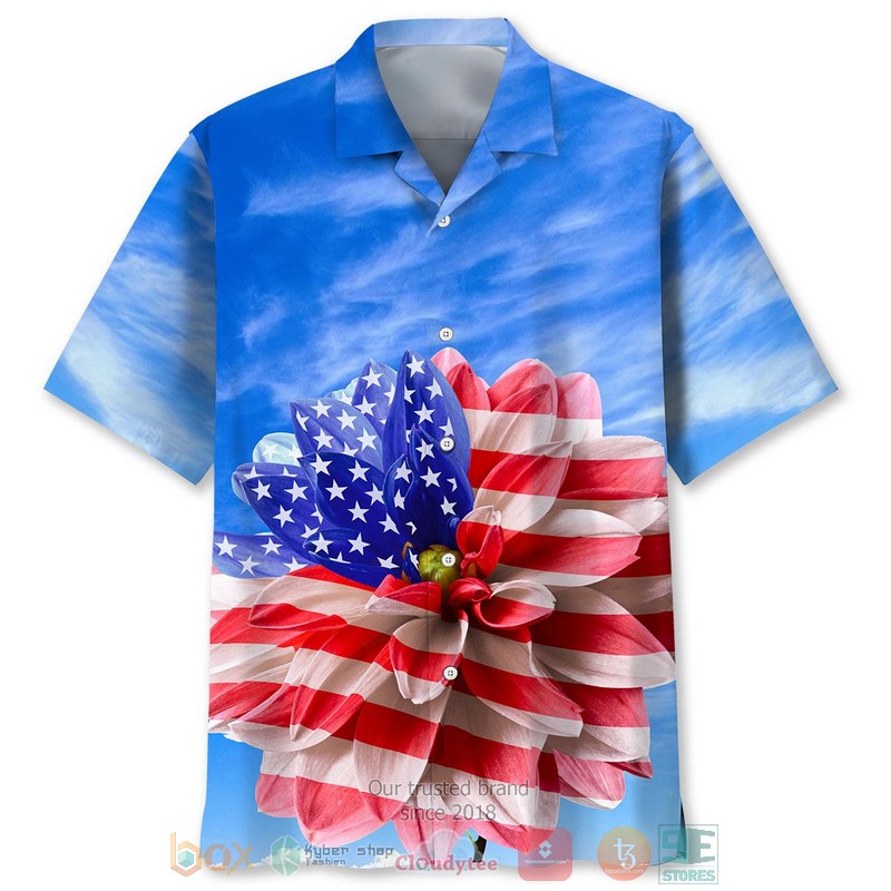 Usa Flag Flower Hawaiian Shirt - HomeFavo