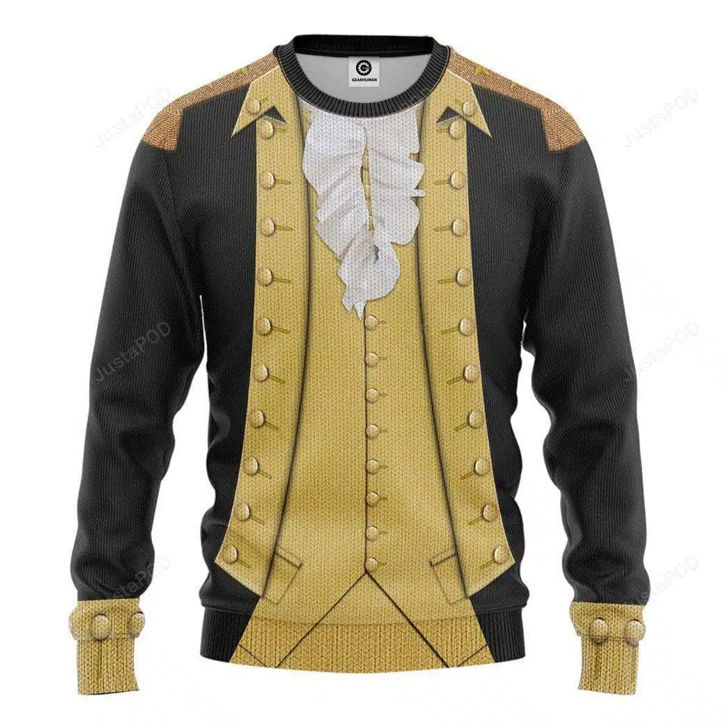 3D George Washington All-Over Print Christmas Cold Weather Sweater Shirt 1