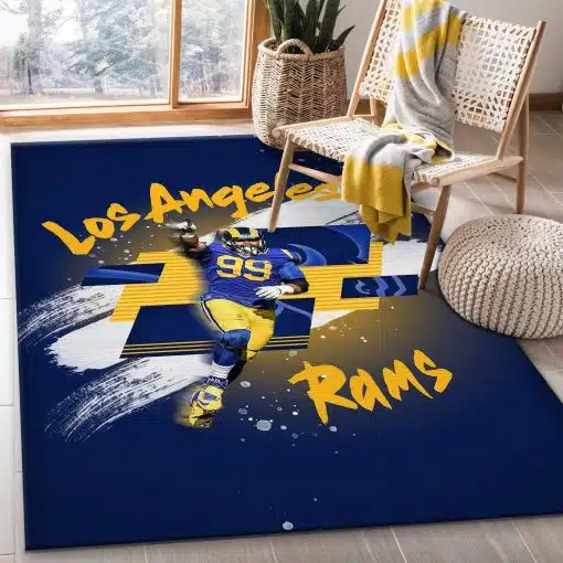 Aaron Donald 99 Los Angeles Rams Rug All Over Print Logo Custom New Rug Rectangle (Version 2) – Thickness: 6-7mm 1