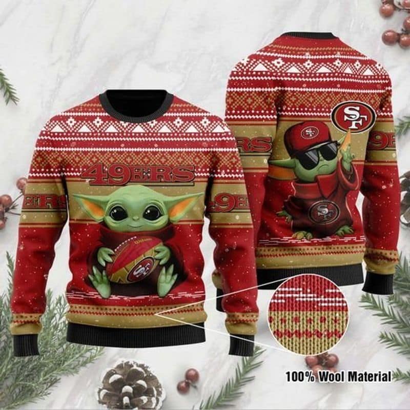 Baby Yoda San Francisco 49Ers Christmas Warmth Thicken Sweater 1