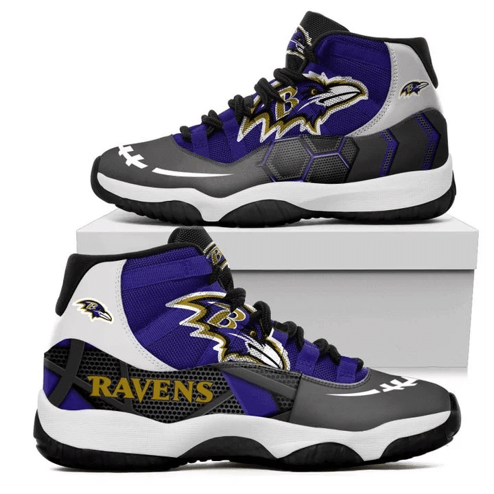 Baltimore Ravens New NFL Full Print Shoes Air White/Black J11 Shoes ...