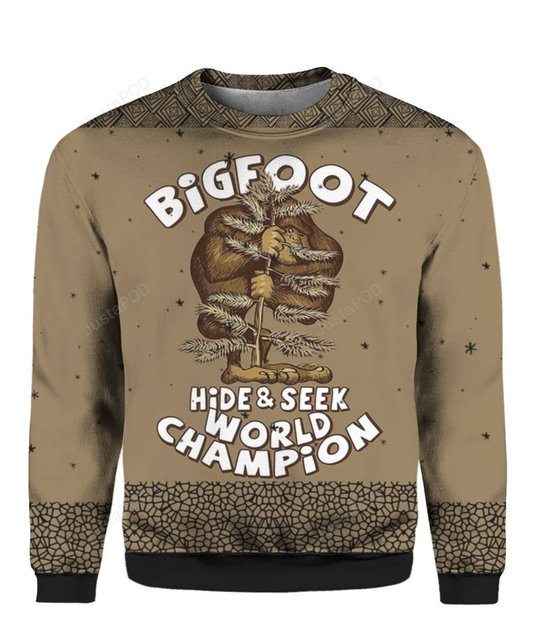 Bigfoot Hide And Seek Champion 3D Christmas Warmth Thicken Sweater Cold Weather Sweater Shirt