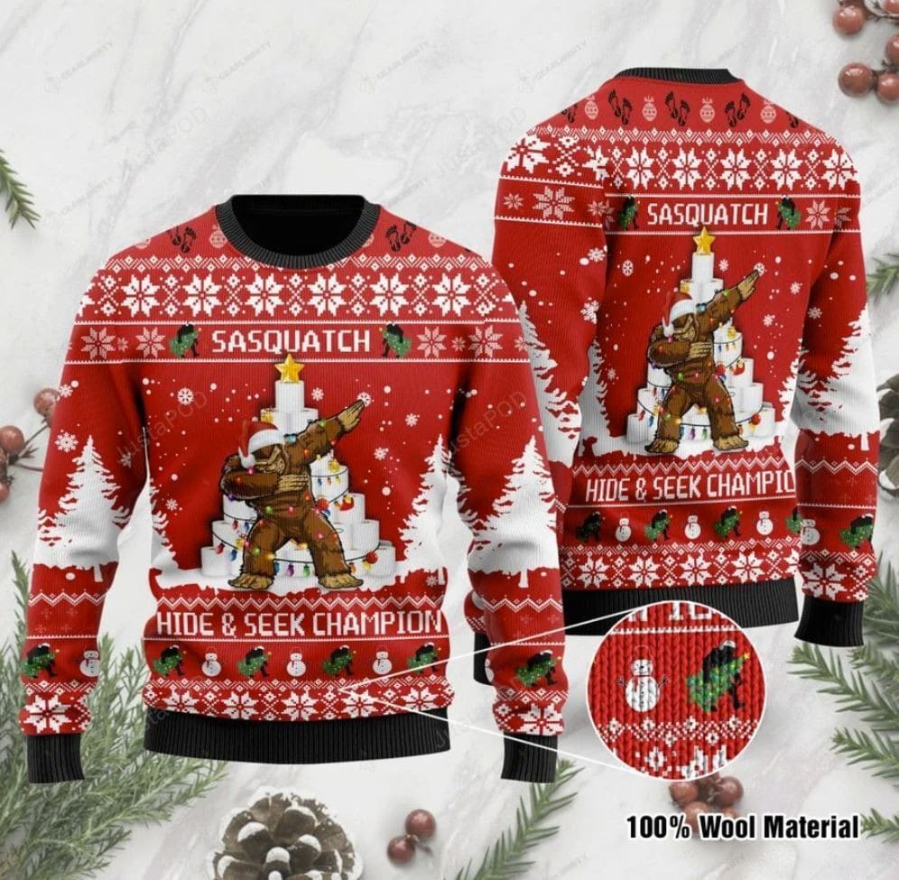 Bigfoot Hide And Seek Champion Christmas Warmth Thicken Sweater