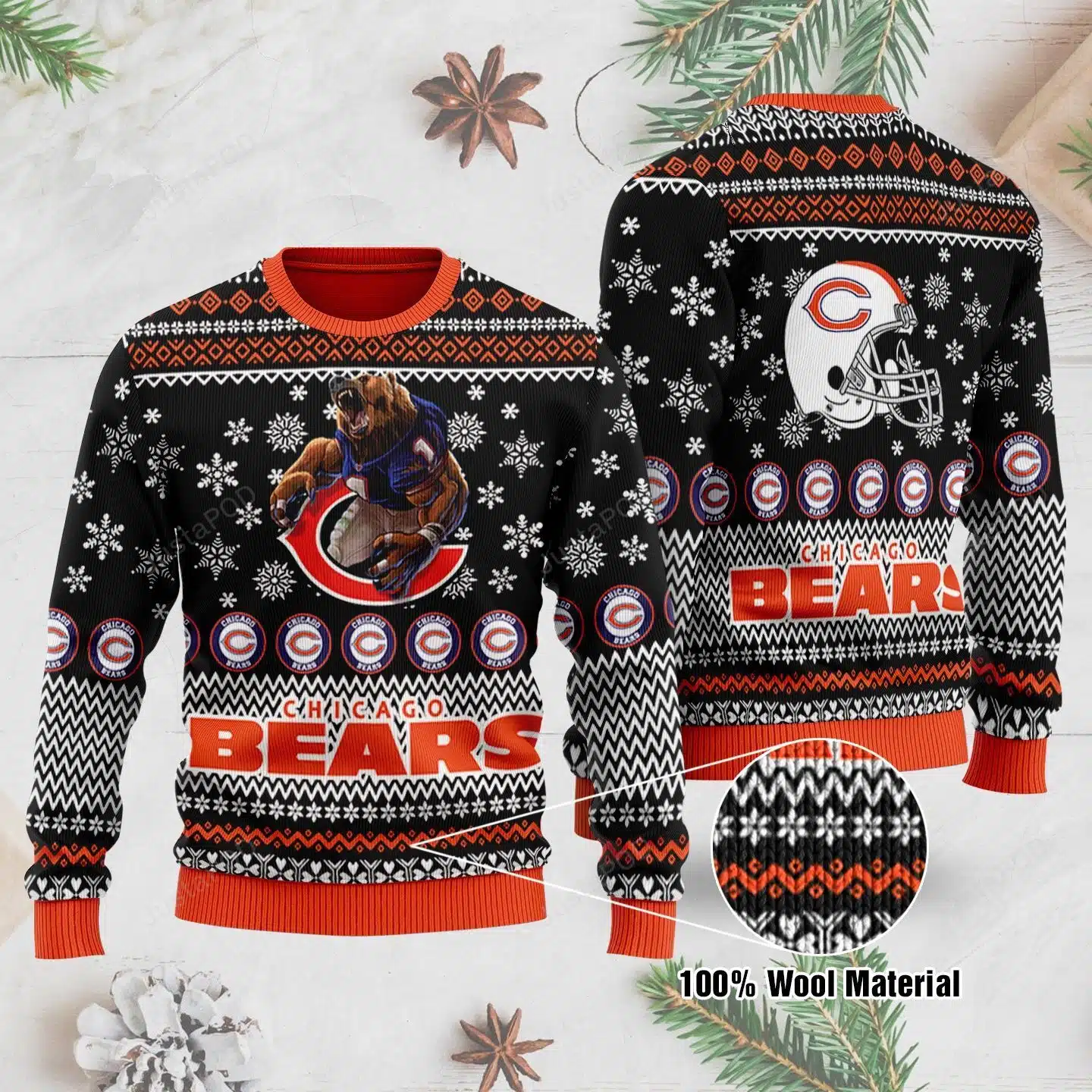 Chicago Bears Football Christmas All-Over Print Thicken Sweater Sweater Christmas 1
