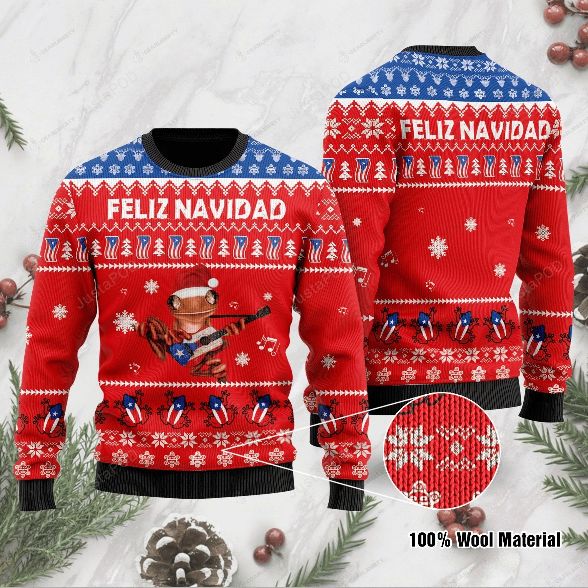 Feliz Navidad Frog Christmas Christmas Warmth Thicken Sweater Shirt Print