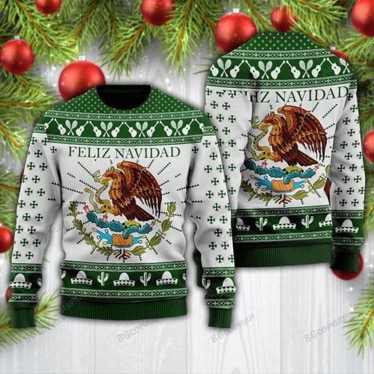 Feliz Navidad Mexican Eagle Snake Christmas Warmth Thicken Sweater