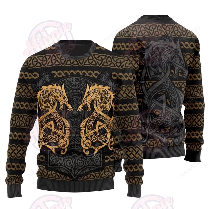 Fenrir The Nordic Monster Wolf Christmas Warmth Thicken Sweater Shirt