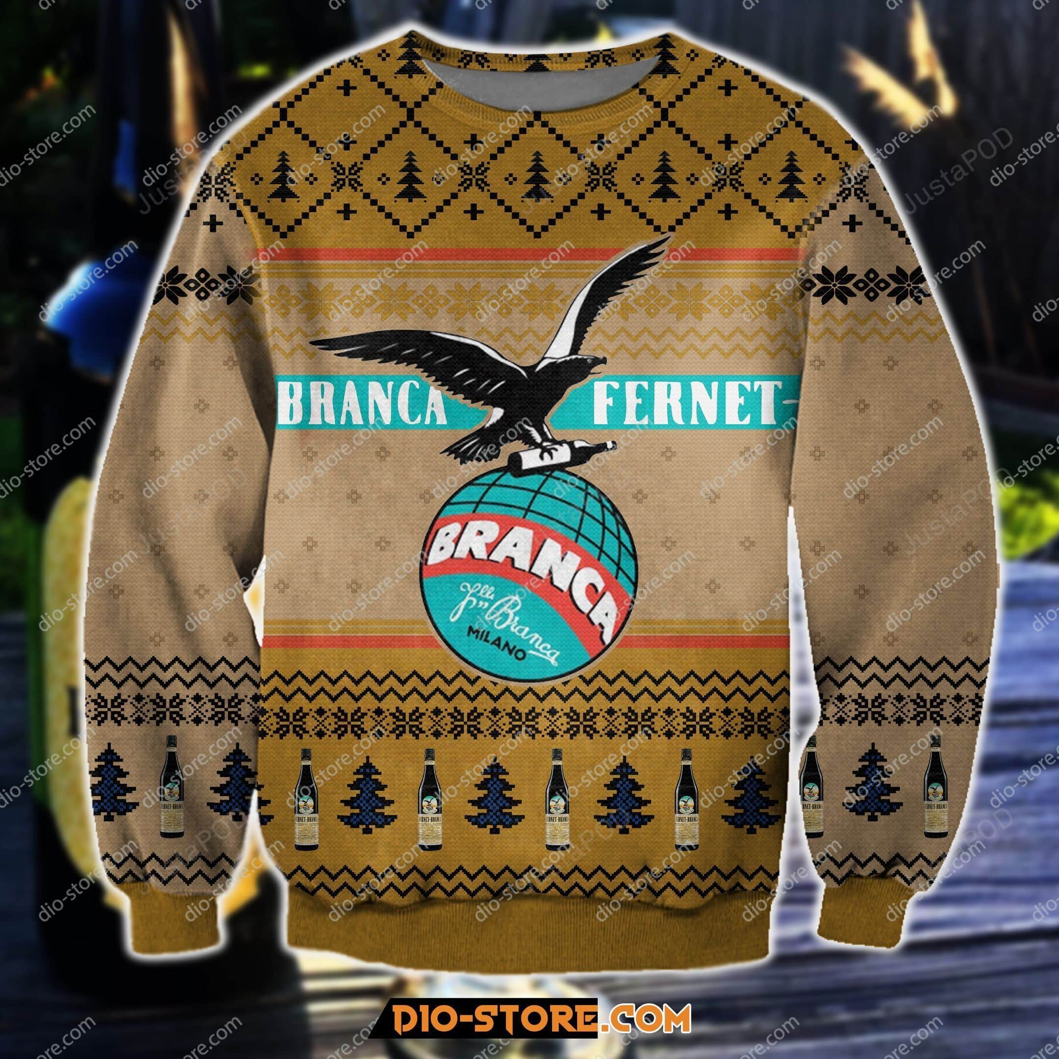 Fernet-Branca Beer Knitting Pattern Christmas Warmth Thicken Sweater Shirt Print