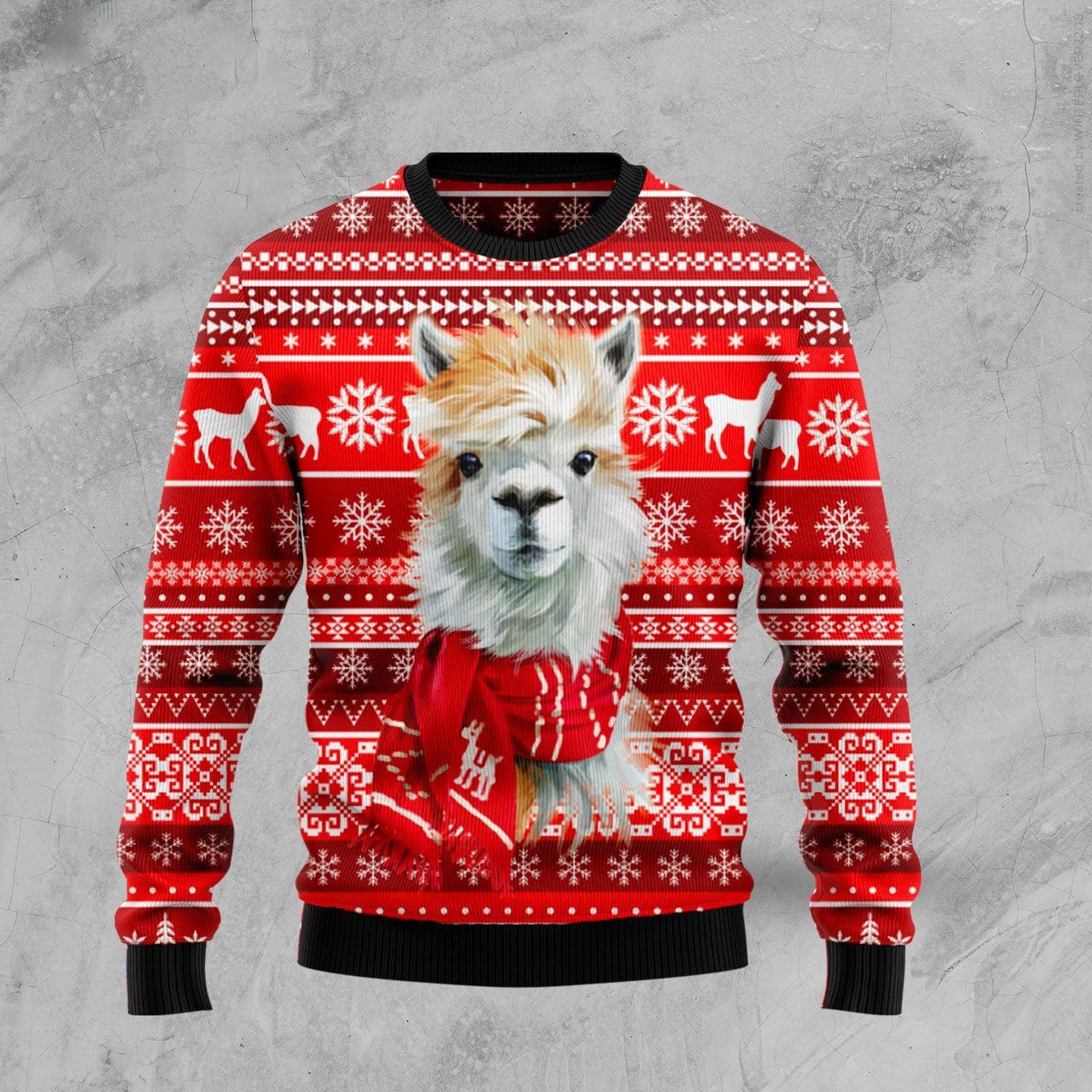 Festive Llama All-Over Print Thicken Sweater Shirt Hz92307 Christmas Warmth Thicken Sweater 