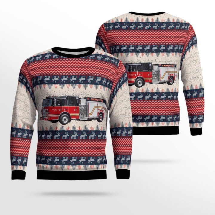 Fire Department Pumper Christmas Warmth Thicken Sweater Shirt Print Sweatshirt