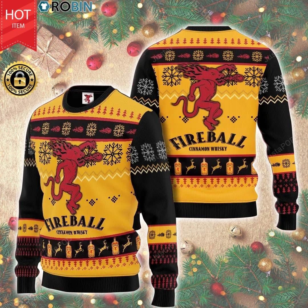 Fireball Cinnamon Whisky Christmas Warmth Thicken Sweater Shirt Print Sweatshirt