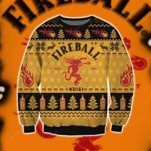 Fireball Cinnamon Whisky Knitting All Over Print Thicken Sweater