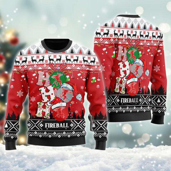 Fireball Whisky Ho Ho Ho Christmas All-Over Print Thicken Sweater Shirt