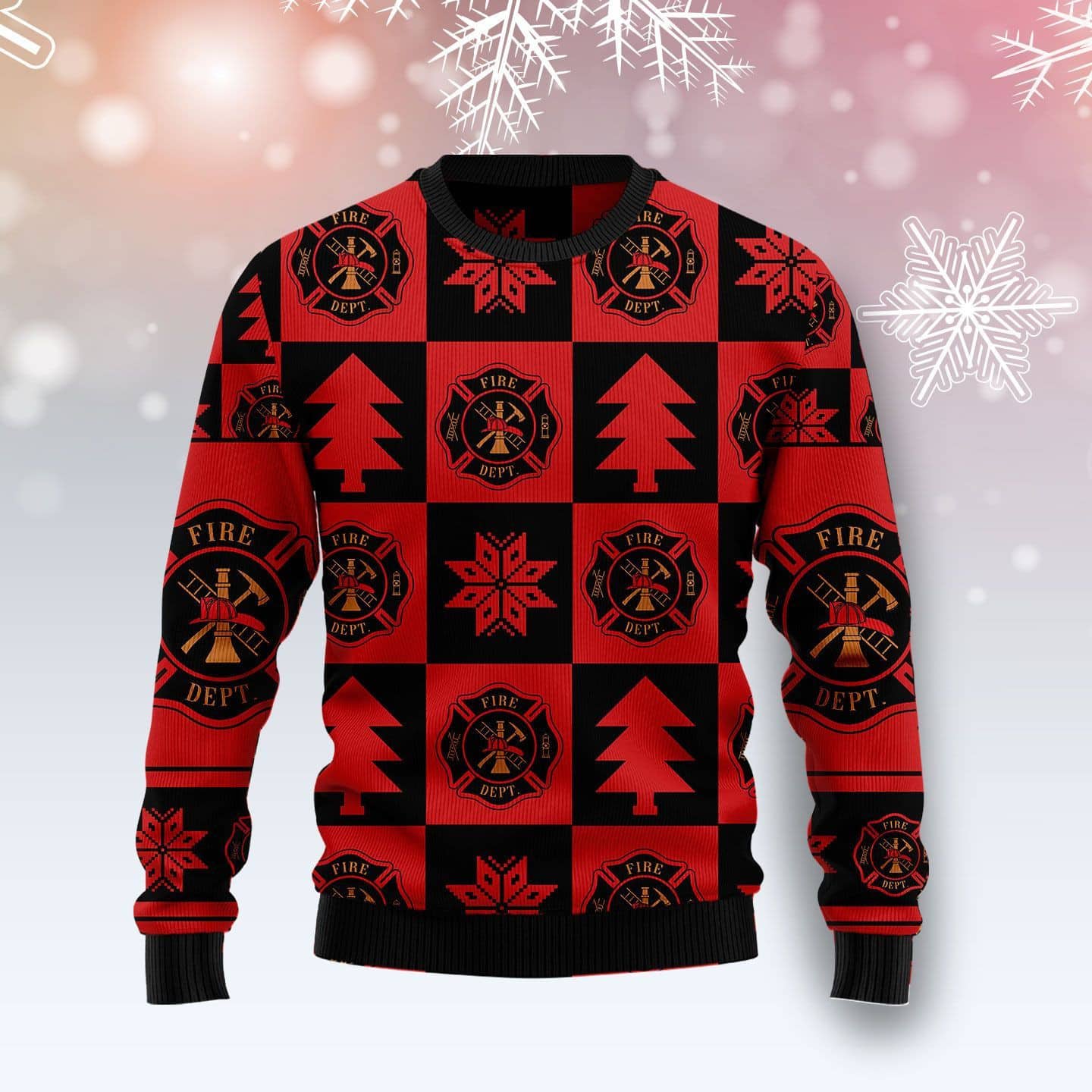 Firefighter Christmas Pattern Christmas Warmth Thicken Sweater Shirt Print Sweatshirt