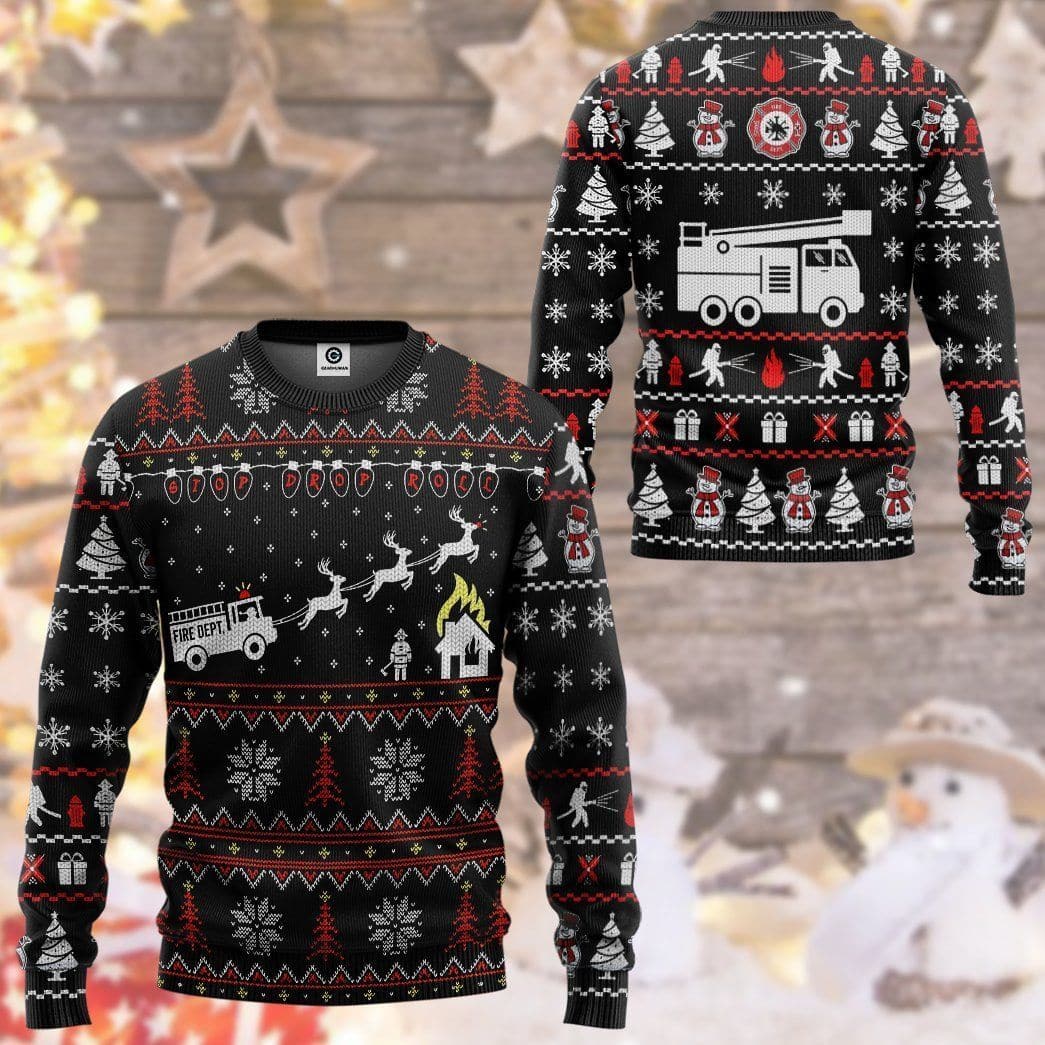 Firefighter Fire Dept Christmas Warmth Thicken Sweater HF Print