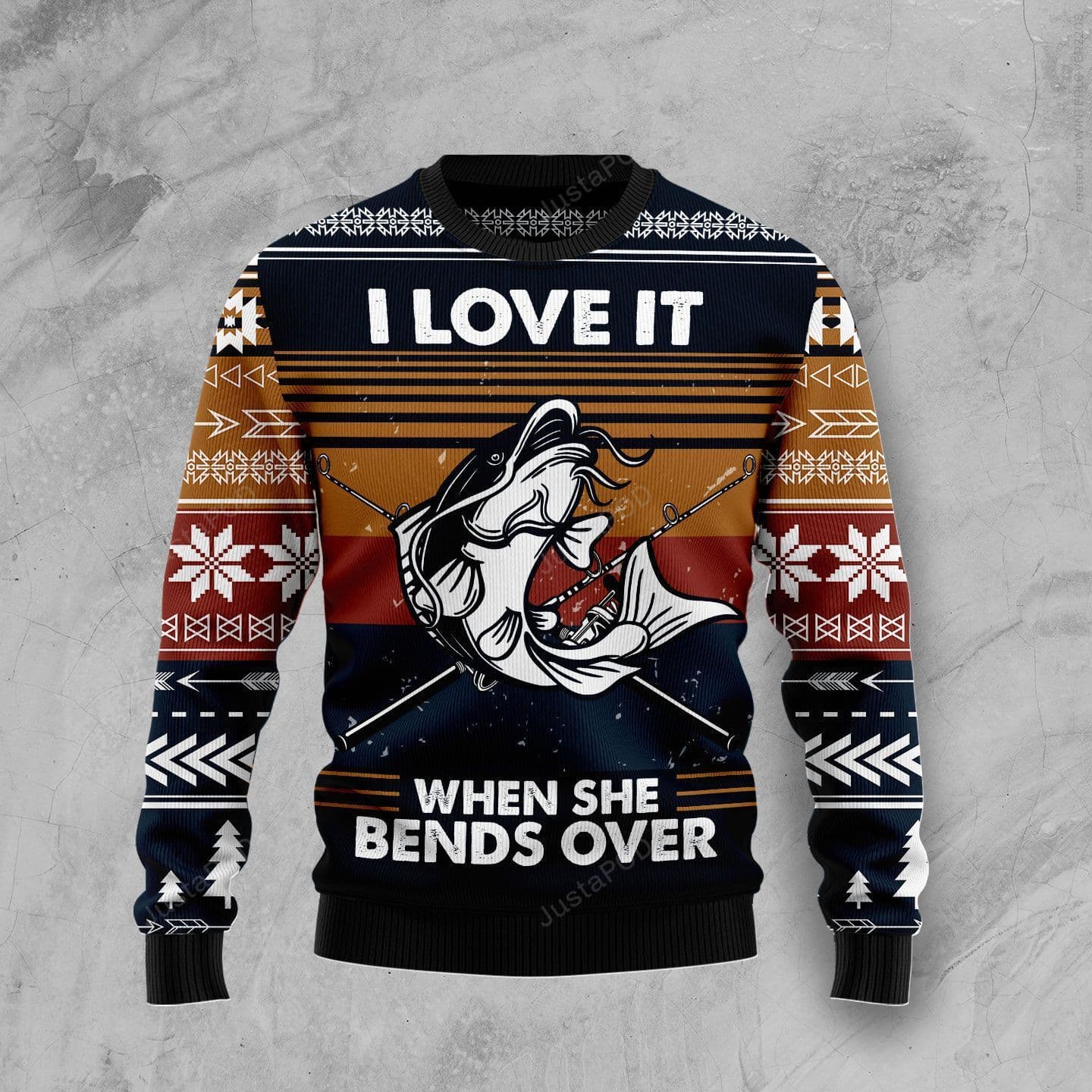 Fishing I Love It When She Bends Over Christmas All-Over Print Thicken Sweater