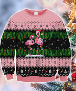 Flamingo All Over Print Thicken Sweater