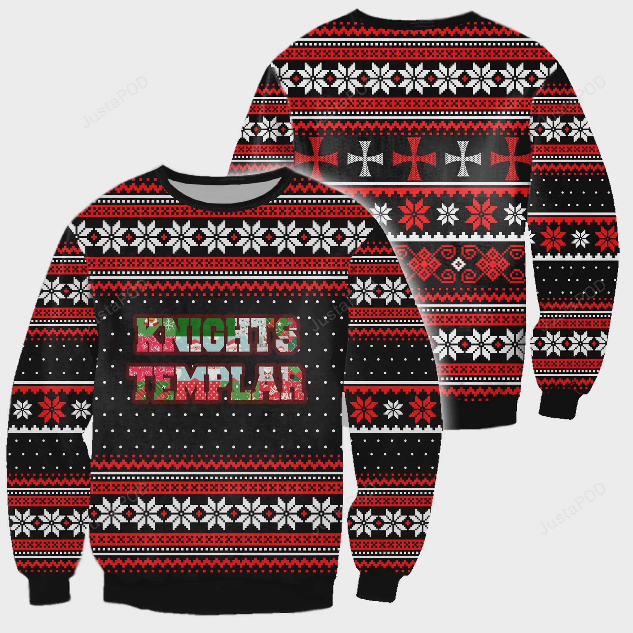 HF Knights Templar All-Over Print Christmas Cold Weather Sweater Shirt ...