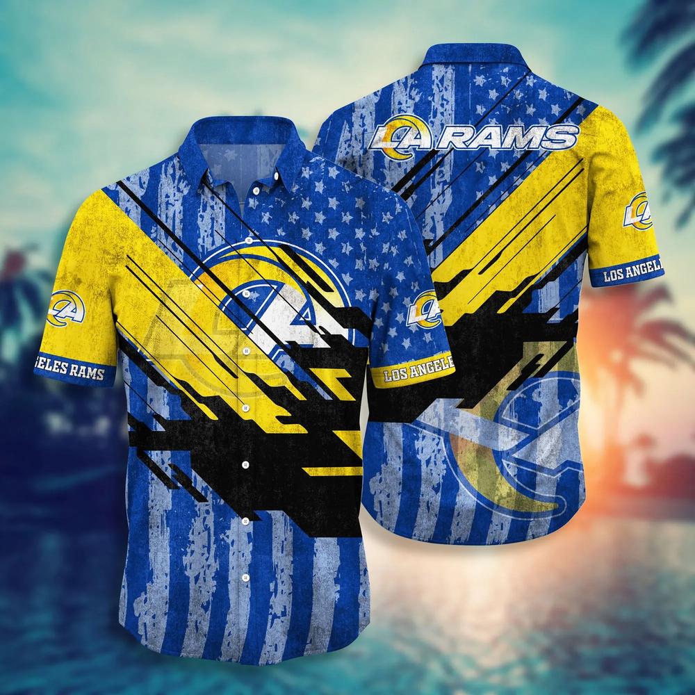 Los Angeles Rams NFL Football Hawaiian Shirt Short American Flag Print This Summer Best Gift For Fans HFV