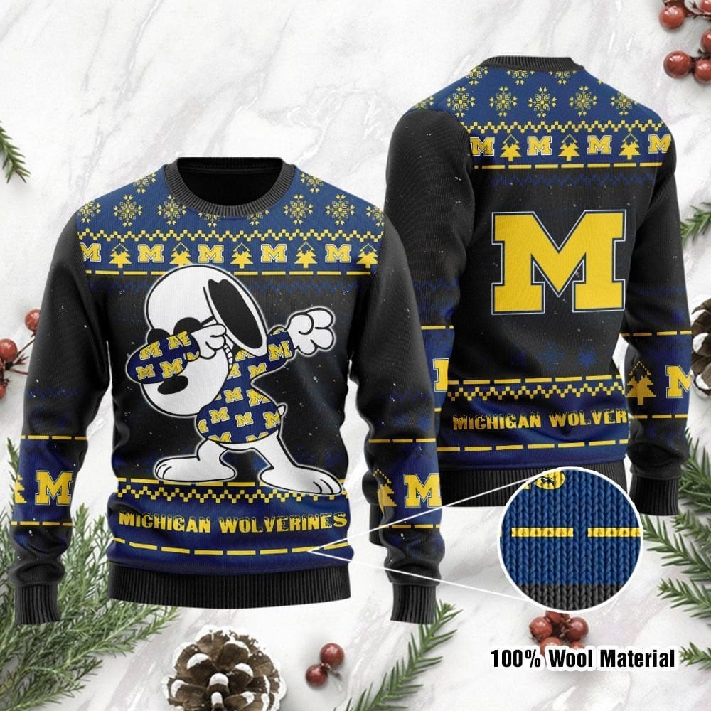 Michigan Wolverines Snoopy Dabbing Christmas Warmth Thicken Sweater Shirt