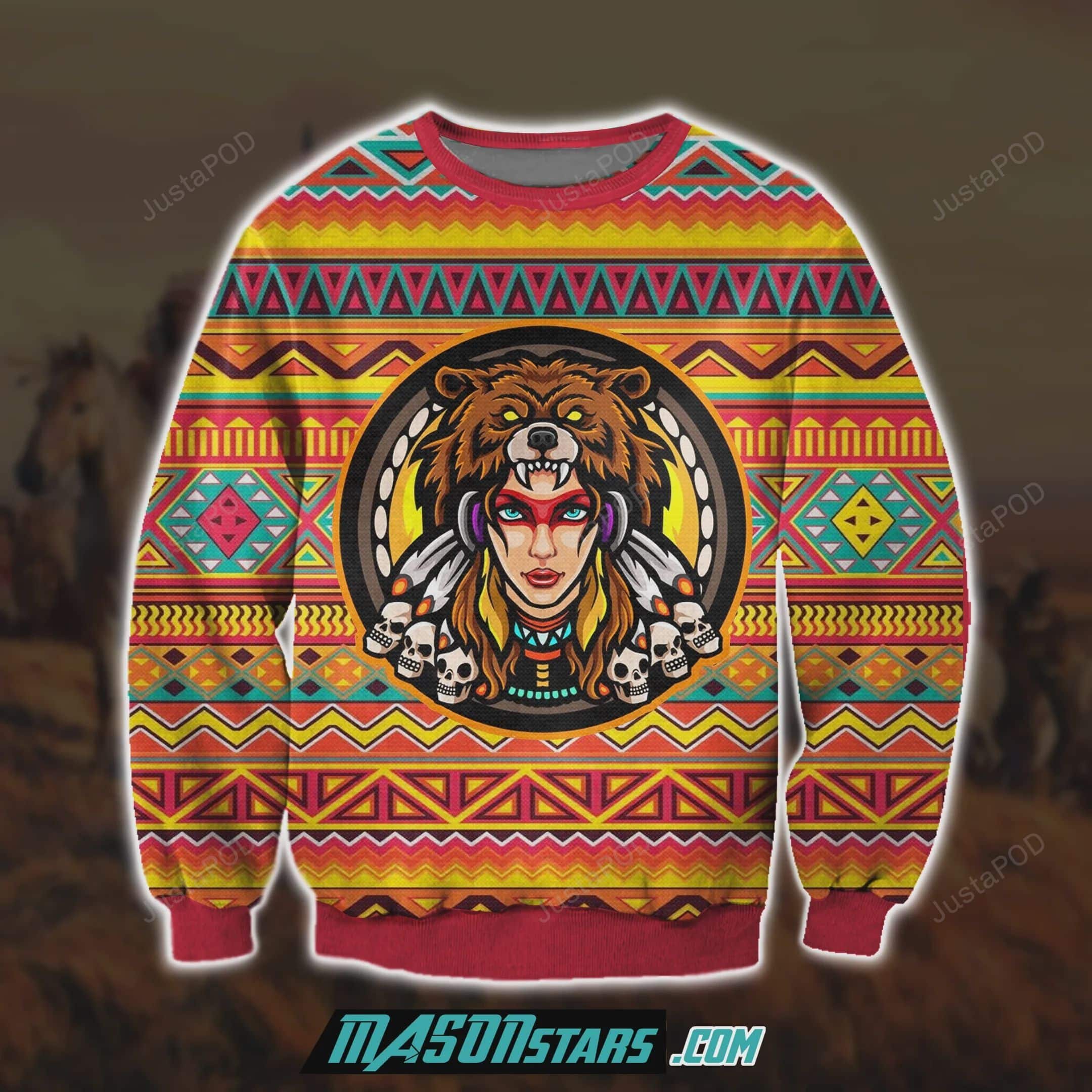 Native American Girl Christmas All Over Print Thicken Sweater 1