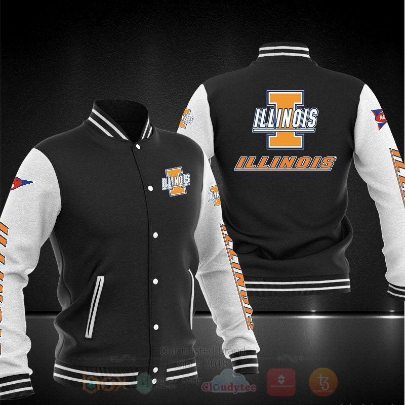 NCAA Illinois Fighting Illini Black Baseball Jacket - HomeFavo