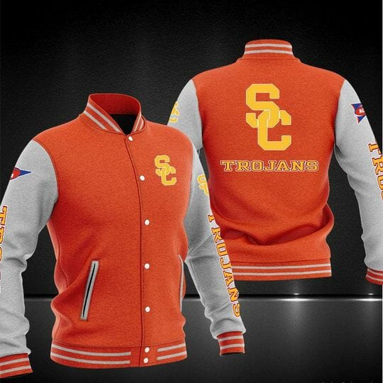 NCAA USC Trojans Orange Baseball Jacket - HomeFavo