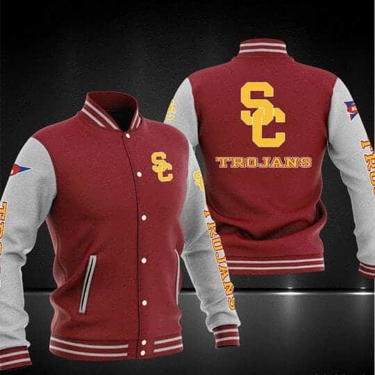 NCAA USC Trojans Red Baseball Jacket - HomeFavo