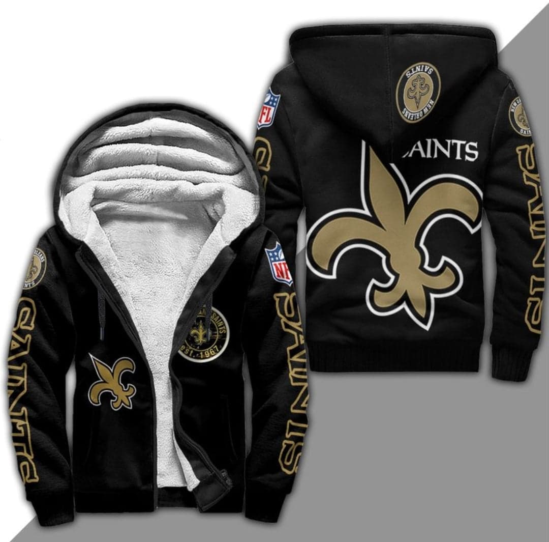 New Orleans Saints Heavy Fleece Zip-up Hoodie MTE02 - HomeFavo