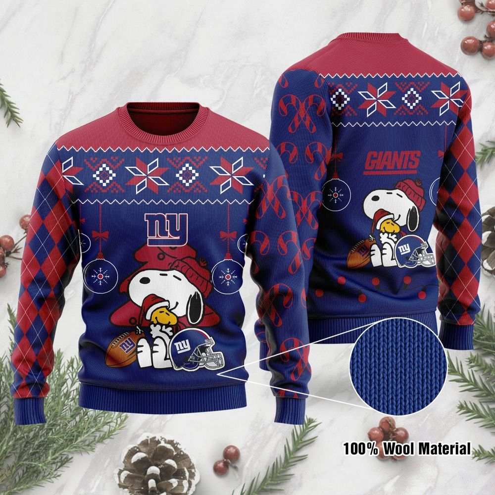 New York Giants Thicken Sweater Shirt Funny Charlie Brown Peanuts Snoopy Christmas All Over Print Thicken Sweater 1