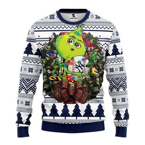 New York Yankees Grinch Hug All Over Print Thicken Sweater 1