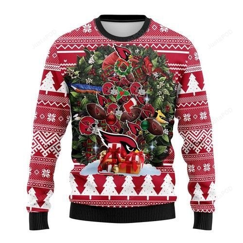 NFL Arizona Cardinals Tree Christmas All Over Print Thicken Sweater 1