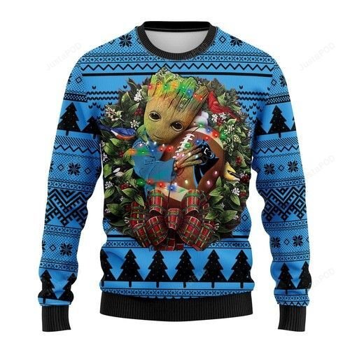 NFL Carolina Panthers Groot Hug All Over Print Thicken Sweater 1