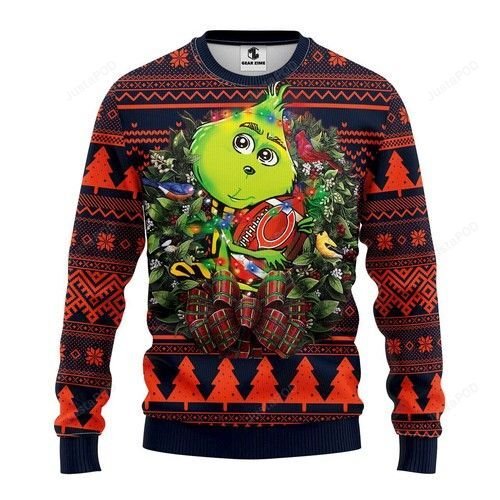 NFL Chicago Bears Grinch Hug All Over Print Thicken Sweater 1