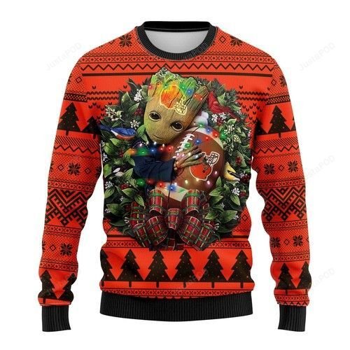 NFL Cleveland Browns Groot Hug All Over Print Thicken Sweater 1