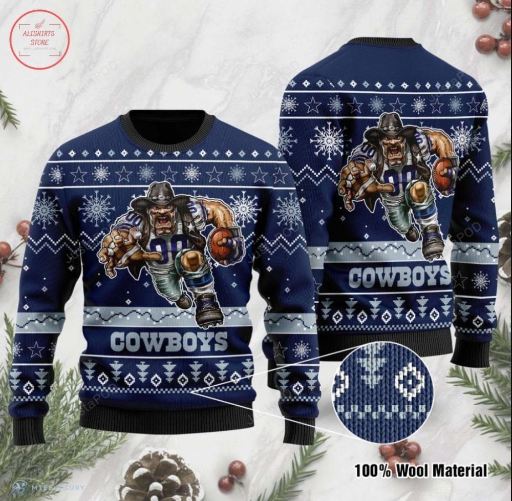 NFL Cowboys Dallas All Over Print Thicken Sweater 1