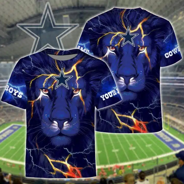NFL Dallas Cowboys Custom Name One Nation Under God T-Shirt V8 1